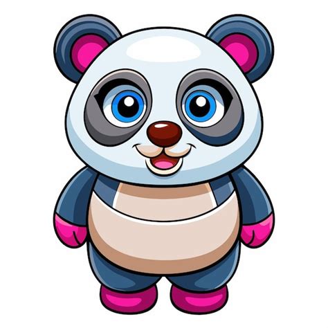 Um Desenho De Desenho Animado De Um Urso Panda Grandes Olhos Azuis