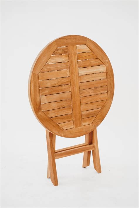 Vier Inklapbare Teak Tuinstoelen Cm Ronde Inklapbare Teak Tuintafel