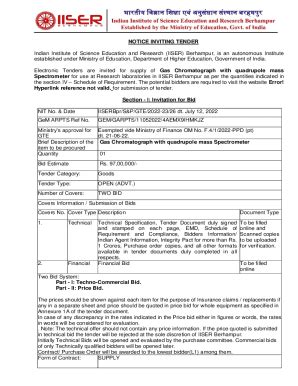 Fillable Online Notice Inviting Tender Section I Invitation For Bid