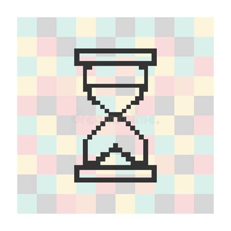 Vector El Reloj De Arena Del Icono Del Pixel En Un Fondo Cuadrado