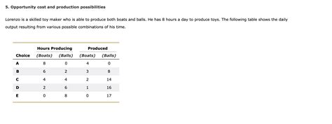 Solved 5 Opportunity Cost And Production Possibilities Chegg