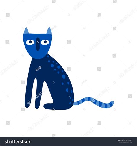 Blue Cartoon Cat Vector Illustration Isolated Stock Vector (Royalty ...