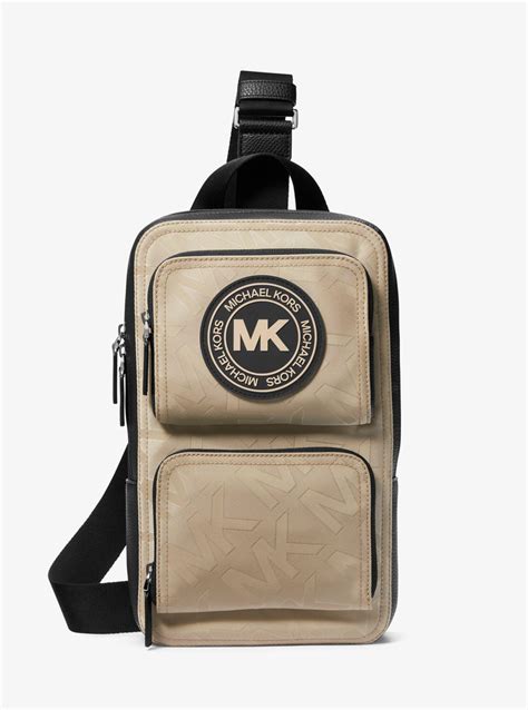 Michael Kors Kent Logo Jacquard Nylon Sling Pack In Natural For Men Lyst