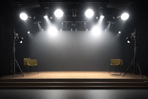 Premium Photo Photo Empty Stage With Lighting Equipment On A Stage