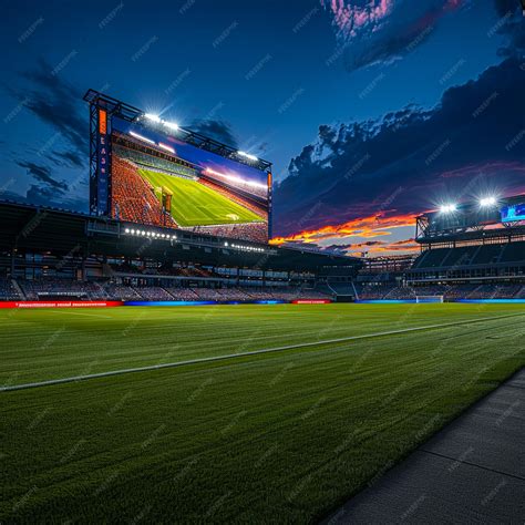 Premium Photo | Football stadium at night An imaginary stadium is ...