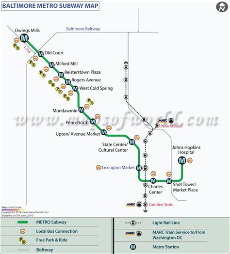 Baltimore Metro Map, Baltimore Subway Map | Subway map, Metro map, Map