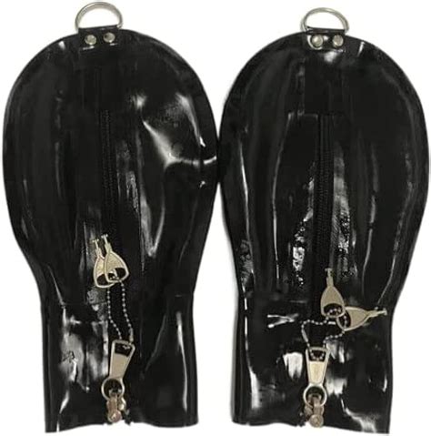 Handmade Latex Ball Bondage Mitts Rubber Short Gloves With