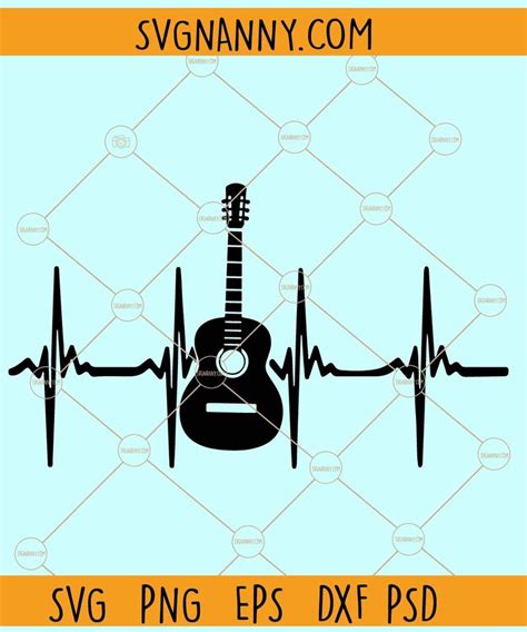 Guitar Heartline Svg Heartbeat Guitar Svg Guitar Svg Electric Guitar