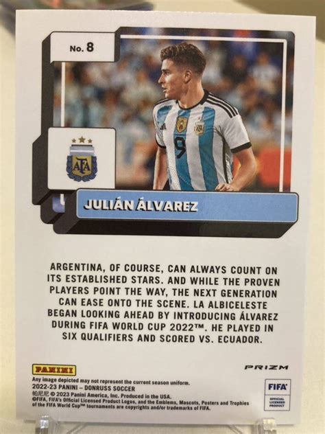 Julian Alvarez 2022 23 Panini Donruss Soccer FIFA Base Optic Holo RC