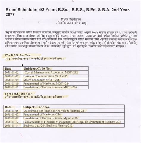 Bbs 2nd Year Tu Board Exam Routine Mahakavi Devkota Campus Hot Sex