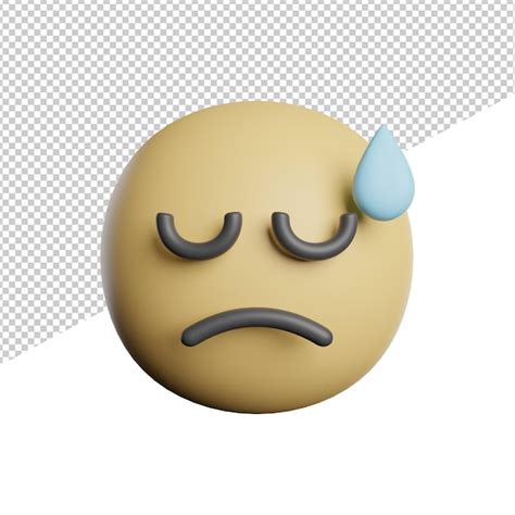 Ilustração de ícone de renderização 3d de rosto triste emoticon em