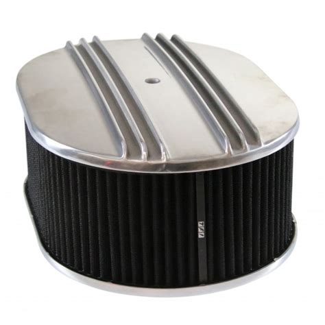 Air Cleaner X Oval Polished Aluminium Half Finned Black Element