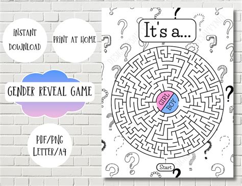 Gender Reveal Maze Game Printable Boy Or Girl Labyrinth Game Etsy