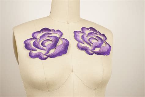 2 Purple Flower Patches Embroidered Flower Appliques Iron On