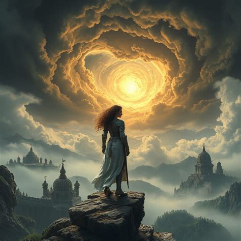 epic fantasy warrior stands   edge   ruine ai art