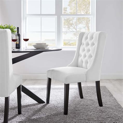 Modway Baronet Button Tufted Fabric Dining Chair In White Walmart