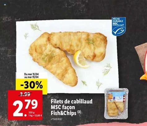 Offre Filets De Cabillaud Msc Fa On Fish Chips Chez Lidl