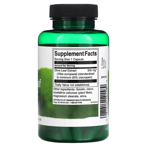 Swanson Olive Leaf Extract 500 Mg 60 Capsules