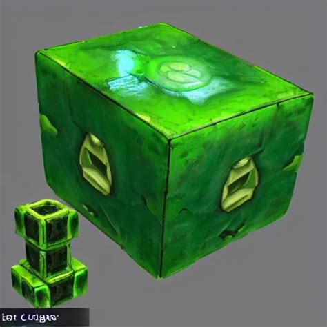 A Green Gelatinous Cube Concept Art Trending On Stable Diffusion