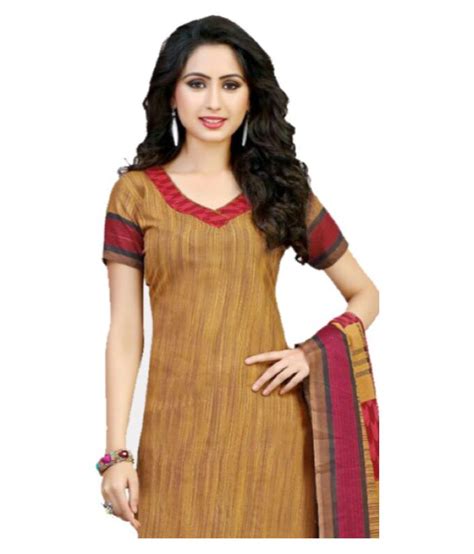 Sahari Designs Brown And Beige Cotton Dress Material Buy Sahari