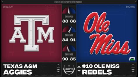 NCAA 24 Week 10 SEC Texas A M Aggies Vs 10 Ole Miss Rebels Halftime