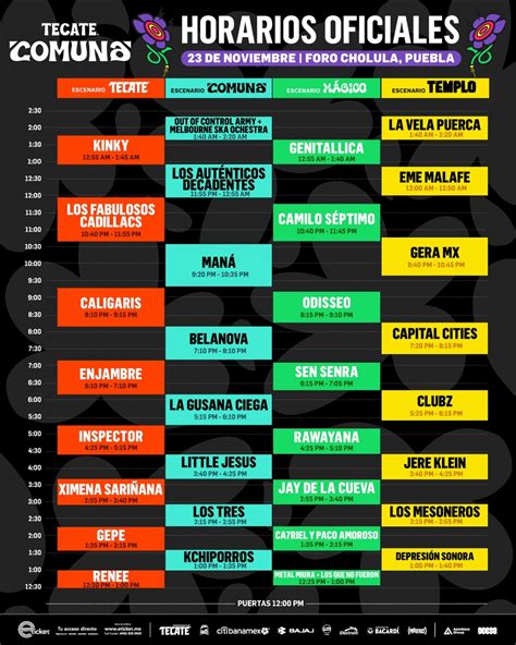 Ya están aquí los horarios oficiales del Tecate Comuna 2024 Tiempo