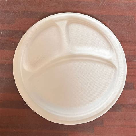 3 Compartment Disposable Corn Starch Plate At Rs 4 Piece Sector 9