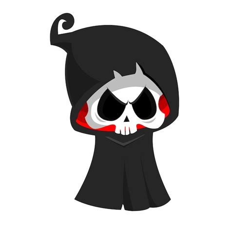 Premium Vector Cute Cartoon Grim Reaper Halloween Vector Illustration