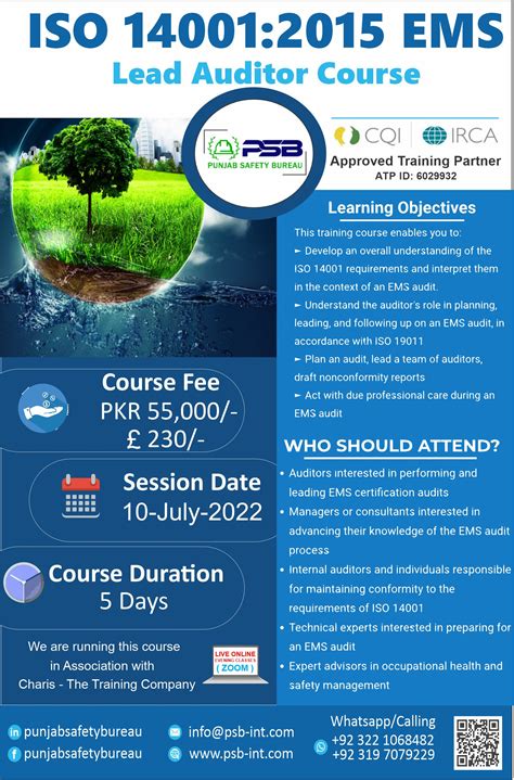 Iso 140012015 Irca Cqi Certified Lead Auditor Course Ems Psb