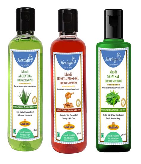 Buy Herbigiri Khadi Honey Almond Aloevera And Neem Sat Herbal Shampoo