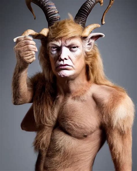 Donald Trump In Elaborate Pan Satyr Goat Man Makeup Stable Diffusion