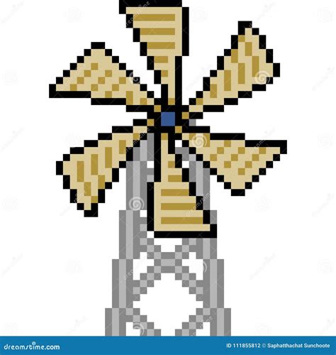 Vector Pixel Art Windmill Stock Vector Illustration Of Cute