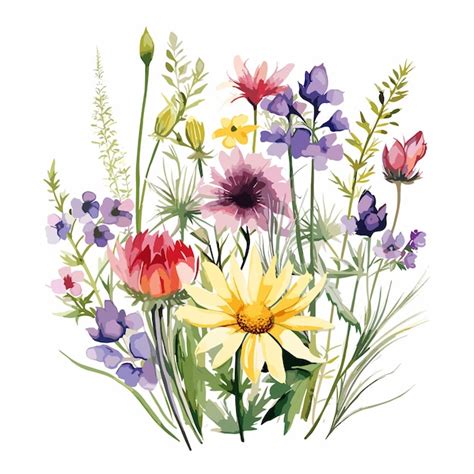 Premium Vector Bouquet Of Wildflowers