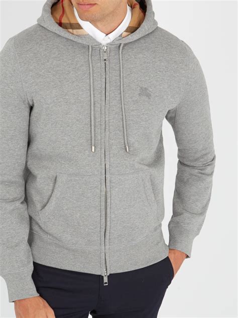 Burberry Cotton Claredon Full Zip Hoodie In Grey Grey For Men Lyst