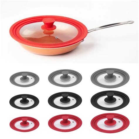 Universal Silicone Glass Lid Cover Heat Resistant With Steam Hole For Cooking Pot Frying Pan