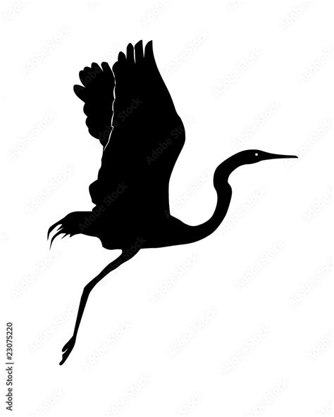 Silhouette of a flying up heron Stock Vector | Adobe Stock