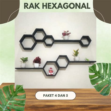 Jual Rak Dinding Hexagonal Hiasan Dinding Aesthetic Rak Hexagonal Kayu