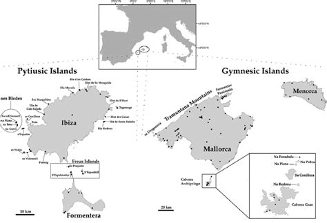 Map Of The Balearic Archipelago Western Mediterranean Showing The