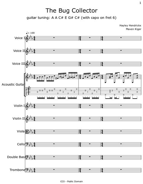 The Bug Collector - Sheet music for Choir Alto, Acoustic Guitar, Violin ...