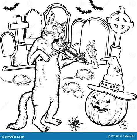 Coloring Book Halloween Characters Vector Illustration Stock Vector