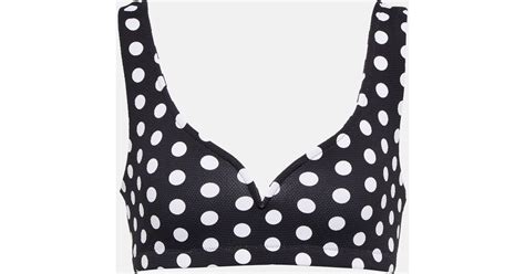 Alexandra Miro Kamala Polka Dotted Bikini Top In Blue Lyst