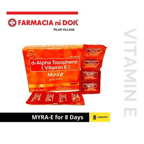 Myra E 400IU Vitamin E D Alpha Tocopherol For 8 Days 8 Capsules