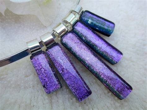 Purple Dichroic Fused Glass Statement Necklace Etsy Dichroic Fused