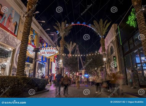 Night View of the Strip in the Center of Las Vegas. Editorial ...