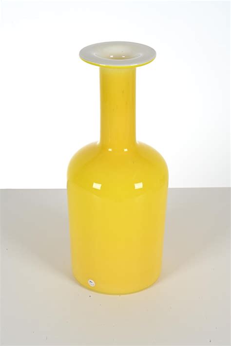 Otto Brauer For Holmegaard Yellow Cased Glass Vase Large Size For Sale At 1stdibs