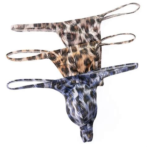 Sexy Mens Leopard T Back Swimsuit G String Thong Bikini Underwear Low Waist Male Pouch Thong Jpeg