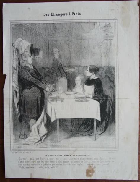 Daumier Lithographie Originale Charivari Les Etrangers A Paris N