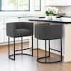 Lue Bona In Dark Gray And Black Low Back Bar Stool With Metal Frame