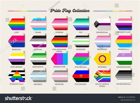 Lgbtq Sexual Identity Pride Flags Collection Stock Vector Royalty Free