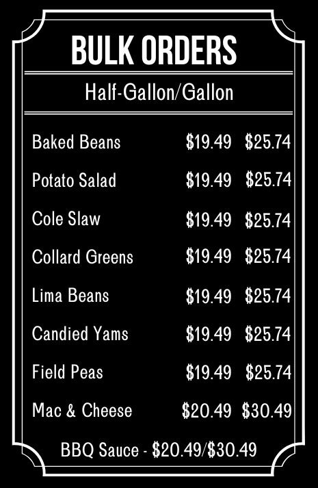 Menu The Rib Shack Meridian Mississippi 601 483 9077